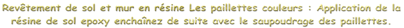 Revêtement de sol et mur en résine Les paillettes couleurs : Application de la  résine de sol epoxy enchaînez de suite avec le saupoudrage des paillettes.